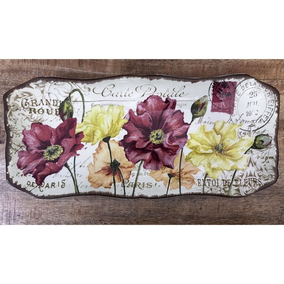 Pier 1 Other - Ceramic‎ Tray Floral Pier 1 Imports Spring Blooms Rectangular Poppies French